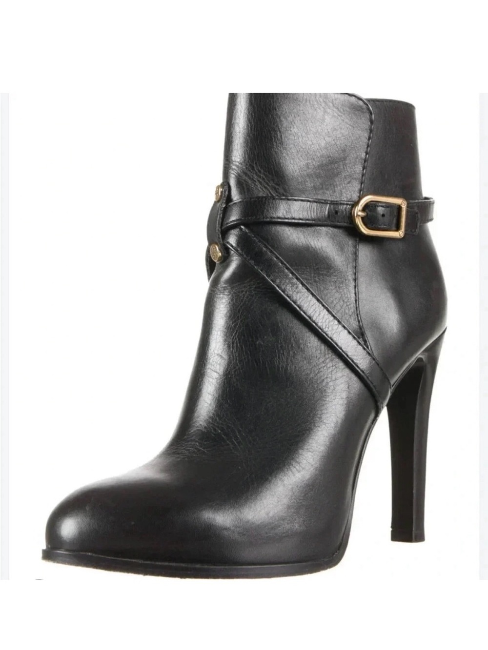 Tory Burch Dorese Black Leather High-Heel Booties - Size 9
